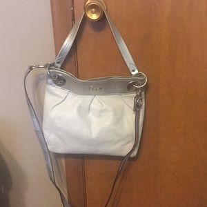 Ivory and silver Coach purse